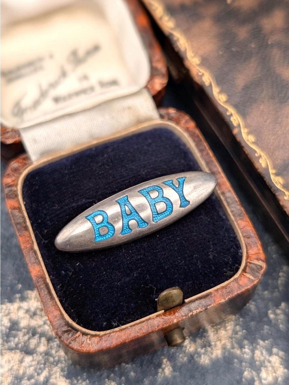 Antique Circa 1910 Sterling Silver 'BABY’ Pin Brooch